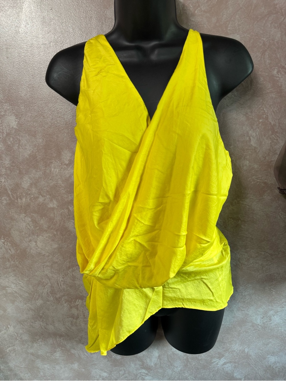 Rare Vintage Helmut Lang Bright Yellow Draped V-Neck Camisole